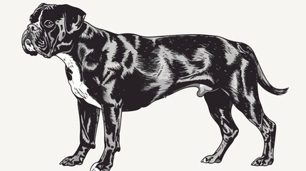 Dog breeds engraved hand drawn vector illustration in - obrazy, fototapety, plakaty