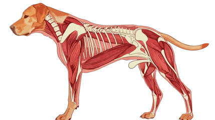Dog extensor digitorum lateralis muscle anatomy flat vector - obrazy, fototapety, plakaty