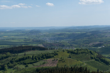 Obraz premium View from the tower called Bollerbergturm in the germany area Rothaargebirge
