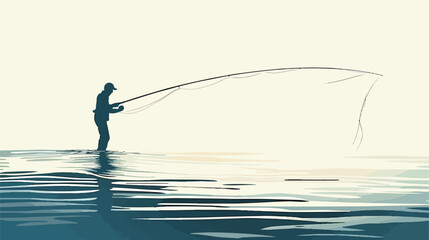 Fishing line art vector best line icon. flat vector isolated - obrazy, fototapety, plakaty