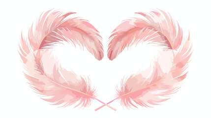 Fluffy feather heart. Romantic vector frame with place