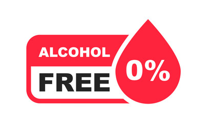 Alcohol free icon. No alcohol logo. Zero percent alcohol symbol. Vector illustration.