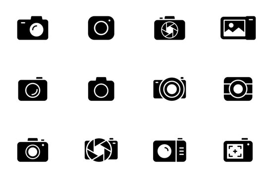 Camera icon set. Photography icons. Photo Devices icons. Vector illustration.