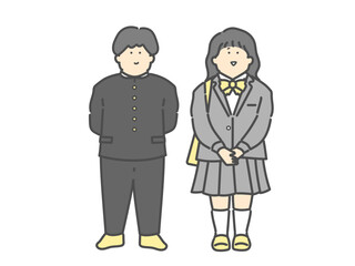 男子学生と女子学生の全身イラスト