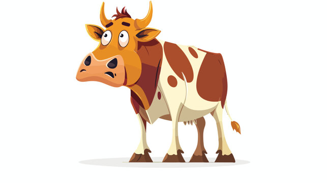 Funny Cow Looking Panicked Isolated Cartoon Vector fla