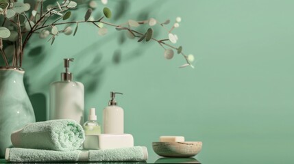 Soothing mint green background with subtle textures, perfect for promoting wellness and relaxation products. 