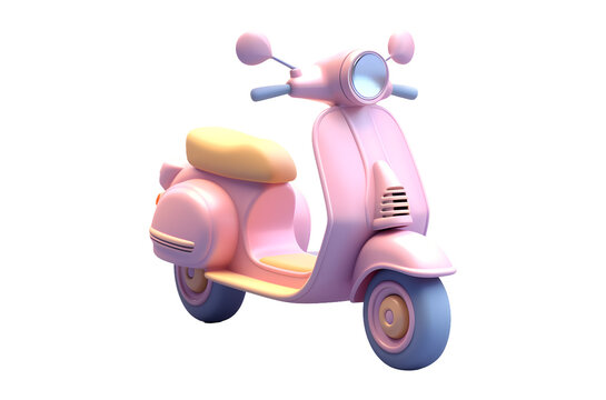 3d pink scooter isolated on white