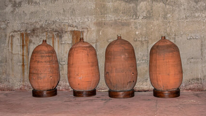 huge ceramic vats for winemaking and winery