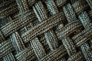 Detailed close up of intricate woven fabric texture showing pattern and craftsmanship