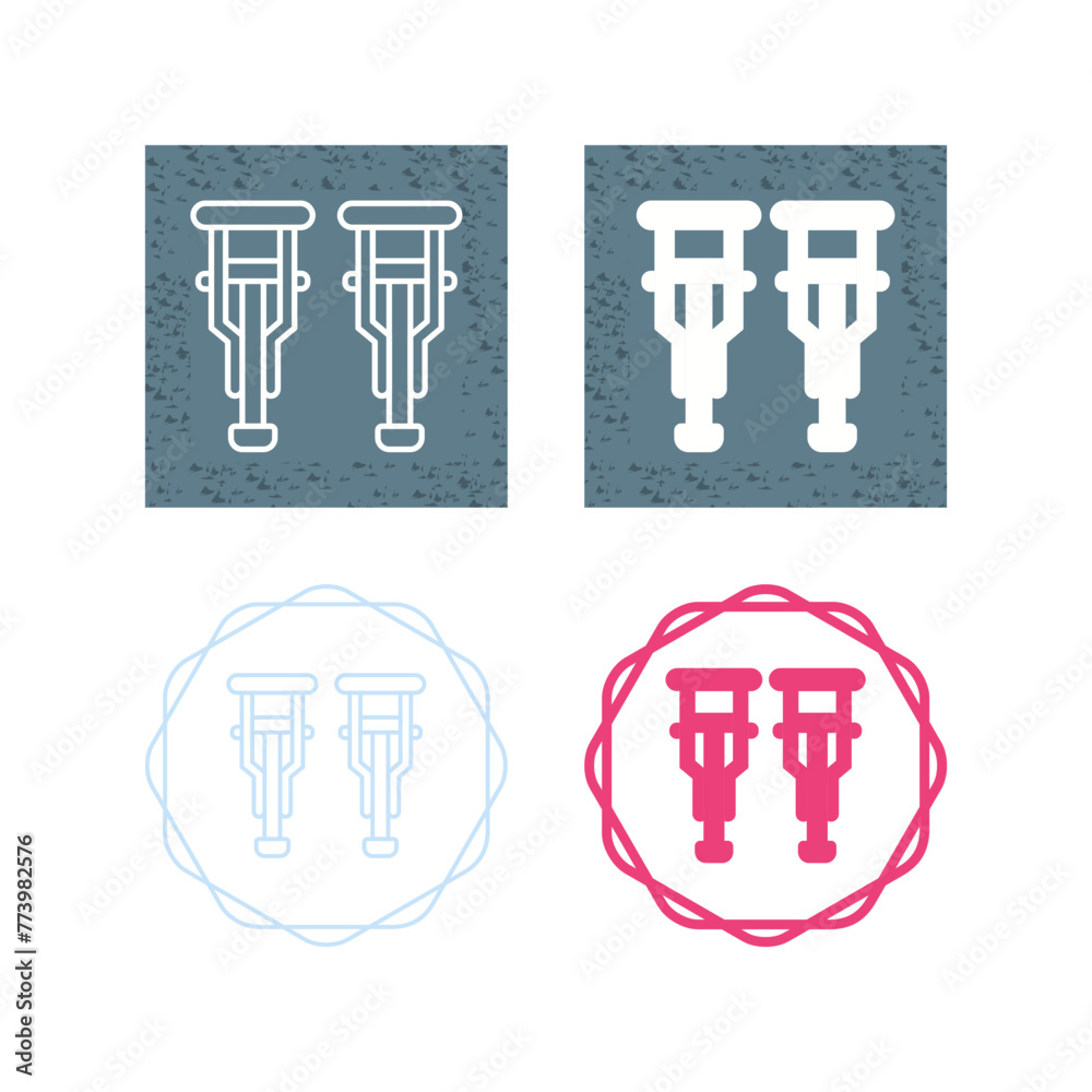 Sticker crutches vector icon