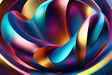 abstract colorful metal 3d shape, cinema 4d, ambient occlusion, render