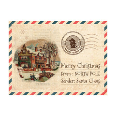 Santa Letter Design PNG, Vintage Christmas Print Design 