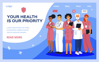 Hand drawn flat healthcare landing page template