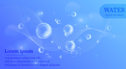 Realistic water bubbles banner template