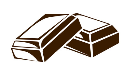 Chocolate piece icon. Hand drawn outline. Sketch style. Illustration isolated on white background.