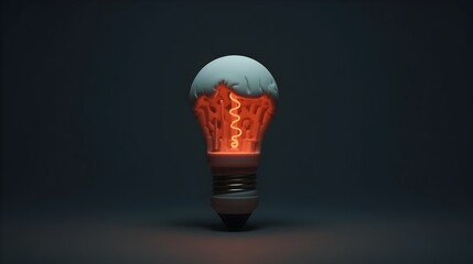 Creative Idea with Half Brain and Half Light Bulb Sci Fi Futuristic Surreal Concept of Intelligence and Innovation