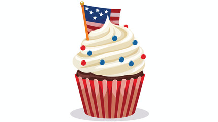 Independence Day Cupcake flat vector isolated on white