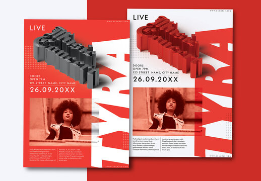 Red Poster Set with 3D Typography