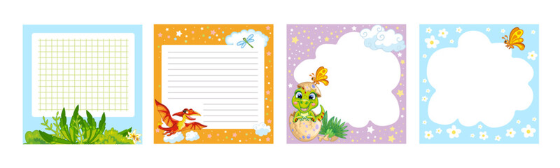 Dinosaurs note pad set vector illustration © alinart