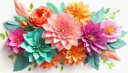 Colorful Paper Blooms: Vibrant Spring Bouquet"