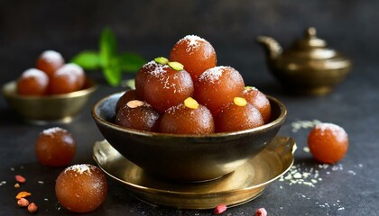 Bowl of gulab jamun sweet.