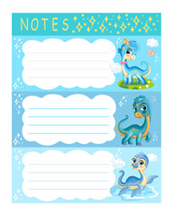Sticker design with cute blue dinosaurs vector illustration