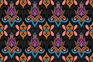 African Ikat paisley embroidery. Navajo geometric ethnic oriental seamless pattern traditional.Aztec style abstract vector, Chevron embroidery illustration,Design for printing business. - obrazy, fototapety, plakaty
