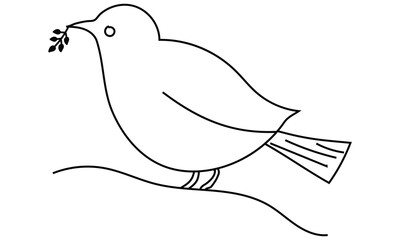 One continuous line drawing of flying up dove. Bird symbol of peace and freedom in simple linear style. Mascot concept for national labor movement icon isolated on white. vector illustration. EPS 10