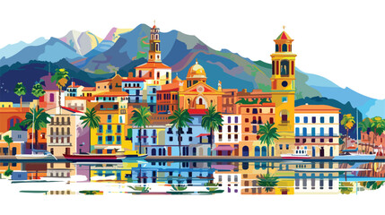 Messina. Capital of the Italian province of Messina flat - obrazy, fototapety, plakaty
