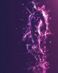 Magenta triangle polygons showcasing a scifi exoskeleton, for a vivid abstract and futuristic look