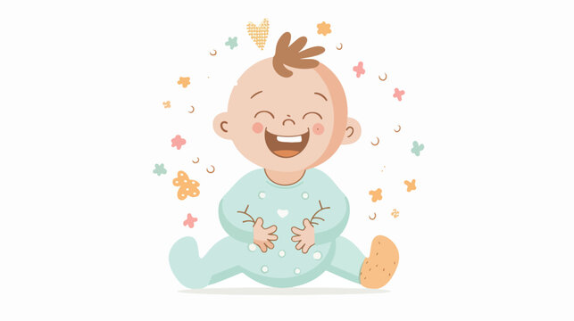 Newborn little baby smiling with small arms and legs