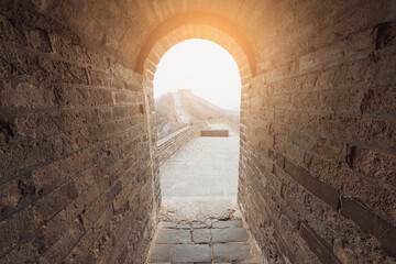 Tower corridor of the Great Wall of China near Beijing. - 773987565