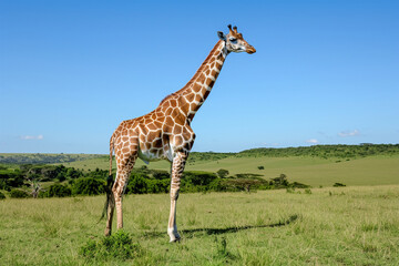 a giraffe standing in the savannah