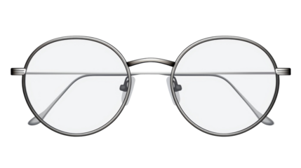 A stylish pair of glasses delicately placed on a pristine white background