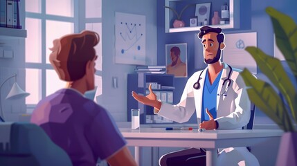 Doctor Discussing Healthcare with Patient in Clinic