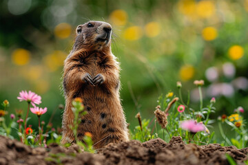 a groundhog standing on its hind legs