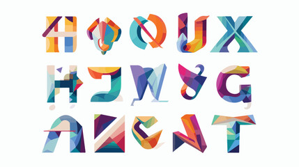 Random alphabet symmetrical logo design flat vector isolated
