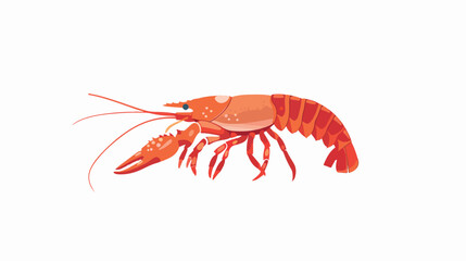 Red crawfish flat vector isolated on white background