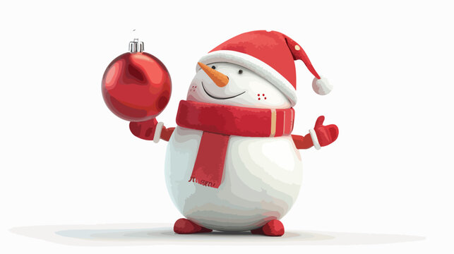 Render of cartooon character with christmas ball flat