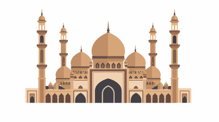 Fototapeta na wymiar Retro brown mosque flat vector isolated on white background