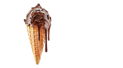 Chocolate ice cream cone. PNG file of isolated cutout object on transparent background.