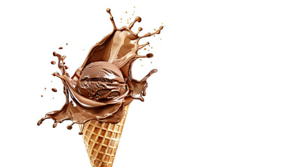 Chocolate ice cream cone. PNG file of isolated cutout object on transparent background.