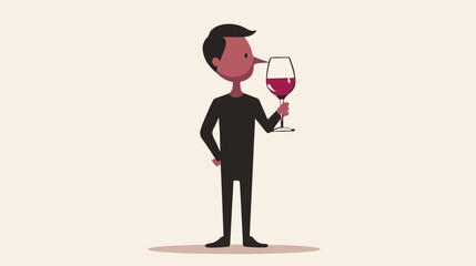 Stick figure savoring a red wine and wine tasting flat