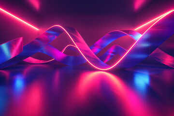 Bright neon lights illuminate a purple and blue background in a captivating display of color