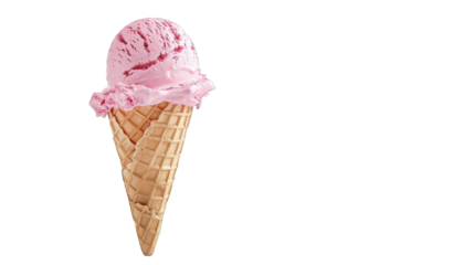 Strawberry ice cream cone. PNG file of isolated cutout object on transparent background.