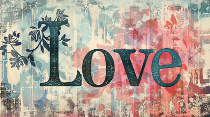 A man stands in front of a solid background with the word "Love" written in bold letters. He contemplates its meaning.