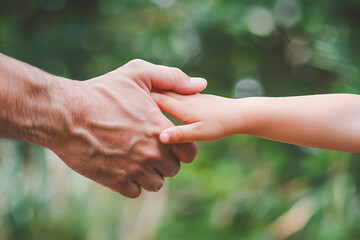 Parent and child hand reaching out to grab each other's hands
