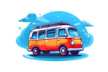 Minibus sticker illustration against on white background 