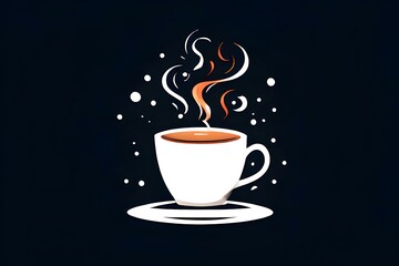 A cup of coffee sticker illustration against on black background 