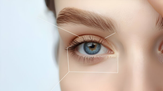 Close-up eye with eyebrows microblading ratio divider